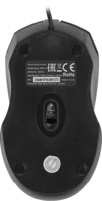 Мышь проводная Defender MM-310 черный, 1000 dpi, USB, кнопки - 3 [52310]