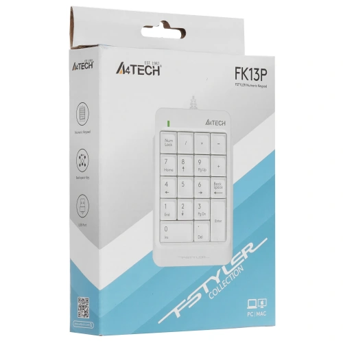 Числовой блок A4Tech Fstyler FK13P проводной, USB, белый [FK13P]