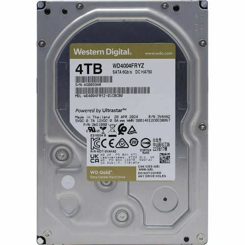 Жесткий диск WD SATA-III 4TB WD4004FRYZ Desktop Gold 512E [WD4004FRYZ]