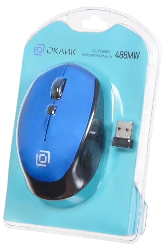 Мышь беспроводная Oklick 488MW синий/черный, 1600 dpi [SR-1807 BLUE]