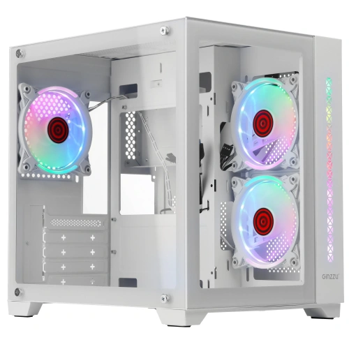 Компьютерный корпус Ginzzu V450 RGb белый CRC6 FAN12CM RGb*3 [V450]