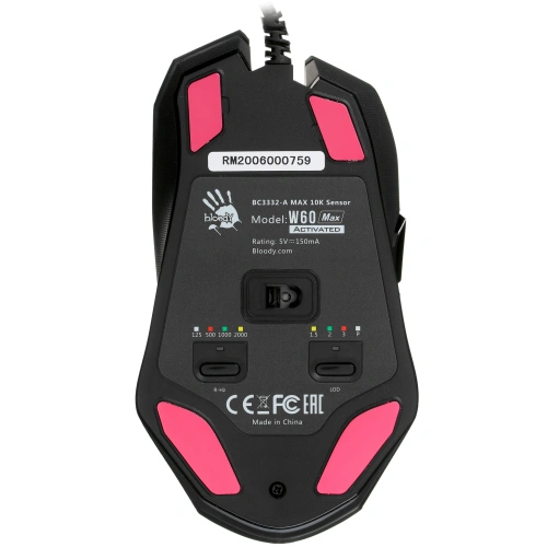 Мышь проводная A4Tech Bloody W60 Max черный, 10000 dpi, USB, кнопки - 10 [W60 MAX]