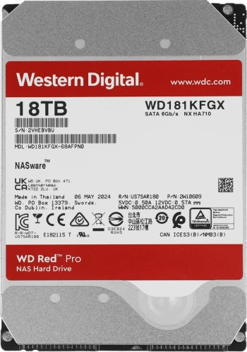 Жесткий диск WD Red™ Pro WD181KFGX 18ТБ 3,5&quot; 7200RPM 512MB (SATA-III) NAS [WD181KFGX]