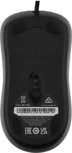 Мышь проводная Microsoft Basic Optical Mouse черный, 1000 dpi, USB, кнопки - 3 [P58-00057]
