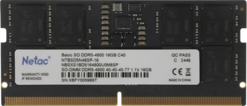 Оперативная память SO-DIMM DDR5 Netac Basic 16GB 4800MHz CL40 1.1V / NTBSD5N48SP-16 [NTBSD5N48SP-16]