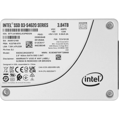 Накопитель SSD Intel D3-S4620 Series 3840 Gb, SATA III, 2.5&quot;, R/W 550/510 [SSDSC2KG038TZ01]