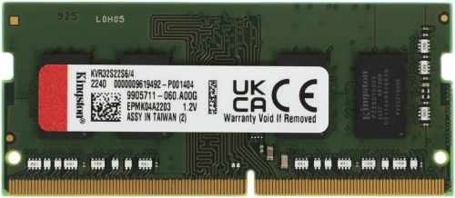 Оперативная память Kingston SODIMM 4GB 3200MHz DDR4 Non-ECC CL22 SR x16 [KVR32S22S6/4]