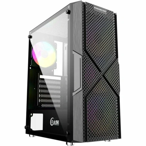 Компьютерный корпус Powercase Mistral T4B, Tempered Glass, 4x 120mm 5-color fan, черный, ATX [CMITB-L4]