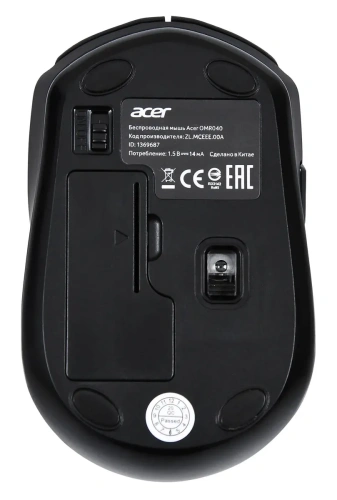 Беспроводная мышь Acer OMR040 оптическая (1600dpi) USB (6but) black [ZL.MCEEE.00A]