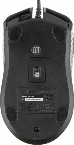 Мышь проводная A4Tech OP-760 черный, 1200 dpi, USB, кнопки - 3 [OP-760]