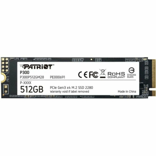 Накопитель SSD Patriot P300 512GB, M.2 2280, PCIe 3x4, NVMe, 1700/1200, RET [P300P512GM28]