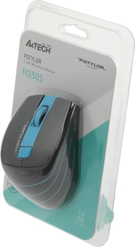 Мышь беспроводная A4Tech Fstyler серый/синий, 2000 dpi, радиоканал [FG30S]