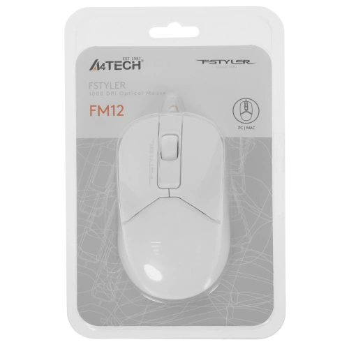 Мышь проводная A4Tech Fstyler белый, 1200 dpi, USB, кнопки - 3 [FM12]
