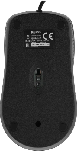 Мышь проводная Defender Optimum MB-160 черный, 1000 dpi, USB, кнопки - 3 [52160]