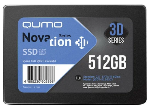 Накопитель SSD QUMO 512GB Novation TLC 3D 2.5&quot; 550/500 MB/s, SM2258XT [Q3DT-512GSCY]