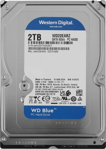 Жесткий диск WD SATA-III 2TB WD20EARZ Desktop Blue (5400rpm) 64Mb 3.5" [WD20EARZ]