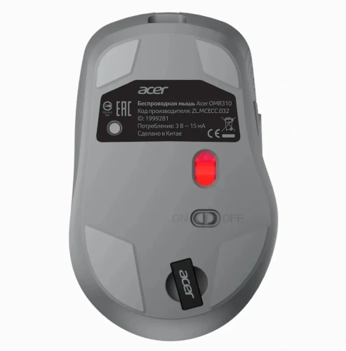 Мышь беспроводная Acer OMR310 темно-серый, 1600 dpi, кнопки - 7 [ZL.MCECC.032]
