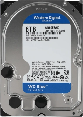 Жесткий диск Western Digital SATA 6TB 6GB/S 256MB BLUE WD60EZAX WDC [WD60EZAX]