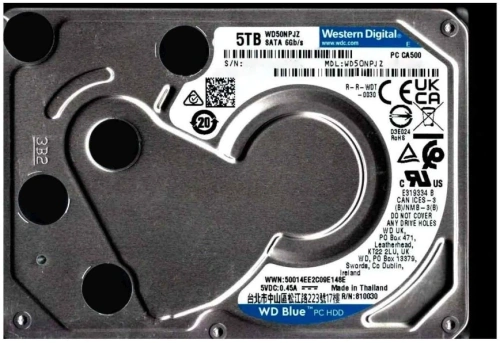 Жесткий диск HDD WD SATA3 5Tb 2.5&quot; Blue 4800 RPM 128Mb 1 year warranty [WD50NPJZ]