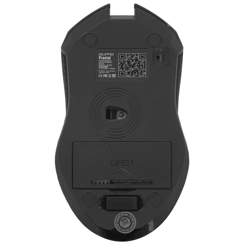 Мышь беспроводная Qumo Fractal M25 черный, 1600 dpi, радиоканал, USB, кнопки - 4 [Fractal]