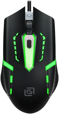 Мышь проводная Oklick черный, 2400 dpi, USB [398G]