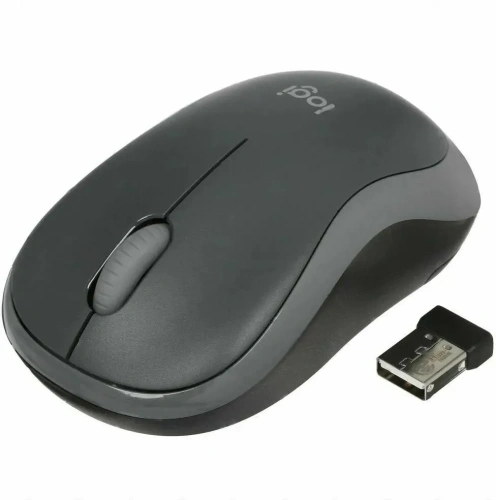 Мышь беспроводная Logitech M186 черный/серый, 1000 dpi, радиоканал, USB, кнопки - 3 [910-004131]