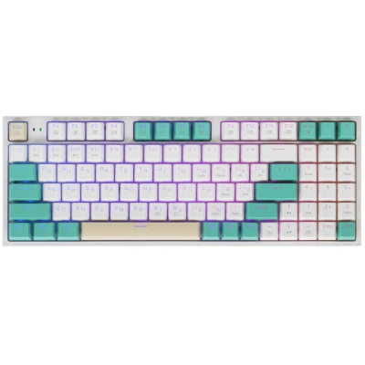 Клавиатура Defender REDRAGON VEIGAR беспроводная USB, Bluetooth/Радиоканал, бело-голубая [71476]