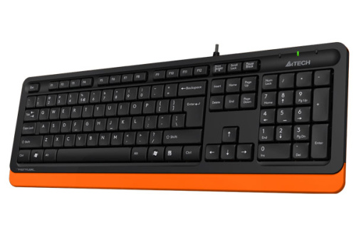 Клавиатура A4Tech Fstyler FK10 проводная, USB, черный/оранжевый [FK10 ORANGE]