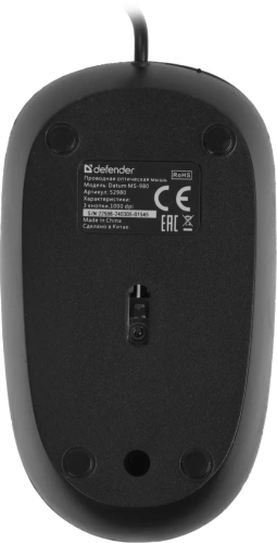Мышь проводная Defender Datum MS-980 черный, 1000 dpi, USB, кнопки - 3 [52980]