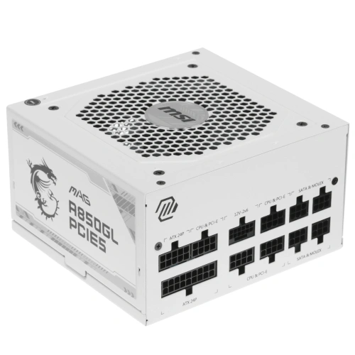 Блок питания MSI MAG A850GL PCIE5 WHITE, 850W, 80+ Gold, полностью модульный [306-7ZP8A24-CE0]