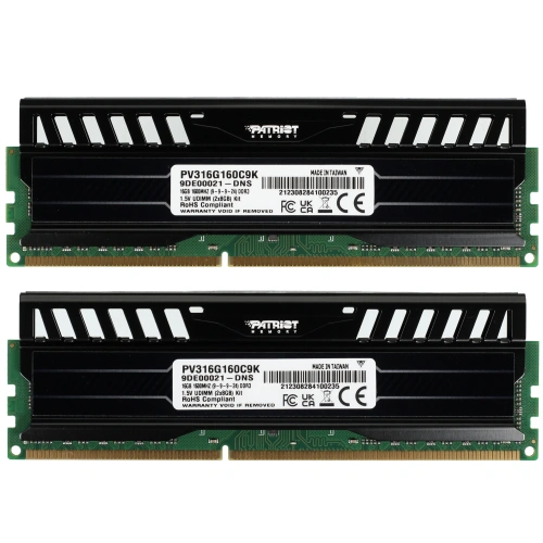 Оперативная память Patriot 16Gb DDR3 1600MHz (2*8Gb) DIMM VIPER3 CL9 [PV316G160C9K] Black [PV316G160C9K]