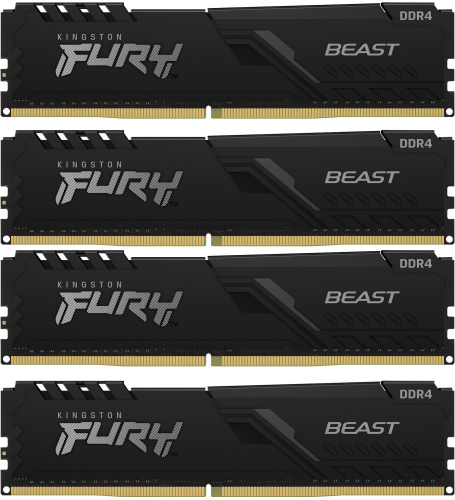 Оперативная память Kingston 32GB 3600MHz DDR4 CL17 DIMM (Kit of 4) FURY Beast Black [KF436C17BBK4/32]