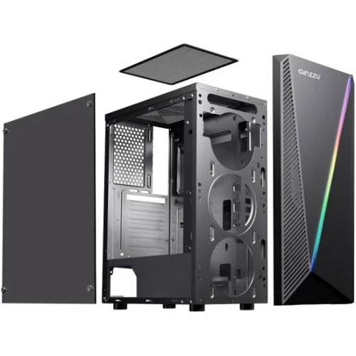 Компьютерный корпус Ginzzu SL150 панель с RGb подсветкой [SL150]