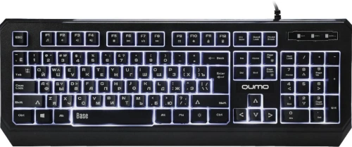 Клавиатура Qumo office BASE K59, проводная, 104 клавиши, подсветка белого цвета, плетеный кабель, golden USB [K59]