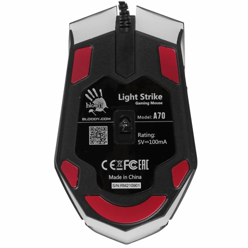 Мышь проводная A4Tech Bloody A70 черный, 6200 dpi, USB, кнопки - 8 [A70 MATTE BLACK]