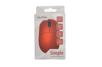 Мышь проводная Qumo Simple Office M92 красный, 1000 dpi, USB, кнопки - 3 [M92 Red]