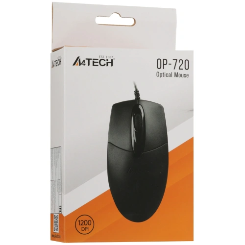 Мышь проводная A4Tech черный, 1000 dpi, PS/2, кнопки - 3 [OP-720 Black PS/2]