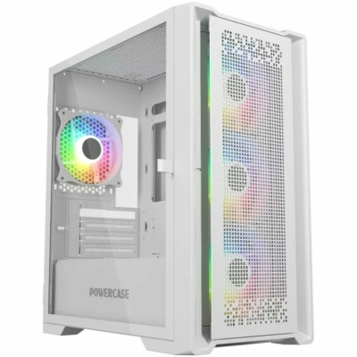 Компьютерный корпус Powercase ByteFlow Micro White, Tempered Glass, 4х 120mm ARGB fans, ARGB HUB, белый, mATX [CAMBFW-A4]