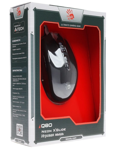 Мышь проводная A4Tech Bloody черный, 3200 dpi, USB, кнопки - 8 [Q80]