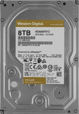 Жесткий диск WD SATA-III 8TB WD8005FRYZ Desktop Gold 512E (7200rpm) 256Mb 3.5&quot; [WD8005FRYZ]