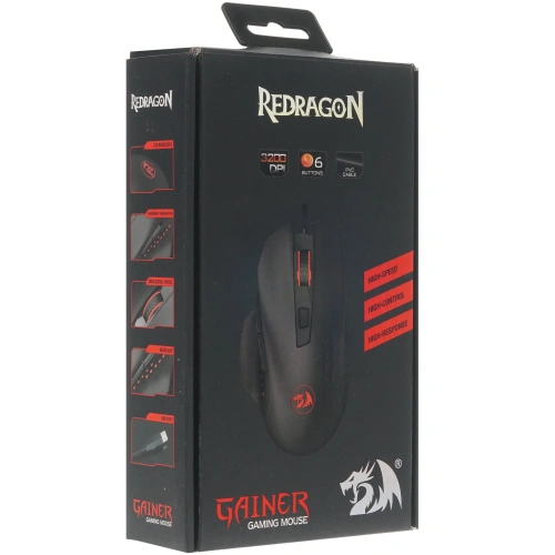 Мышь проводная REDRAGON Gainer черный, 3200 dpi, USB, кнопки - 6 [75170]