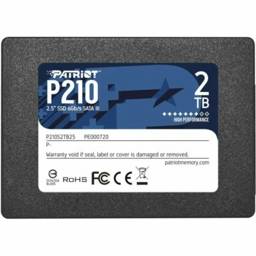 Накопитель SSD Patriot P210 2TB, SATA 2.5&quot;, P210S2TB25, 520/430, RET [P210S2TB25]