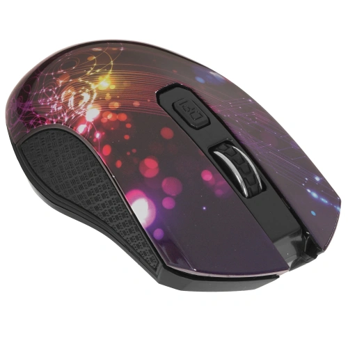 Мышь беспроводная Qumo Fractal M25 черный, 1600 dpi, радиоканал, USB, кнопки - 4 [Fractal]