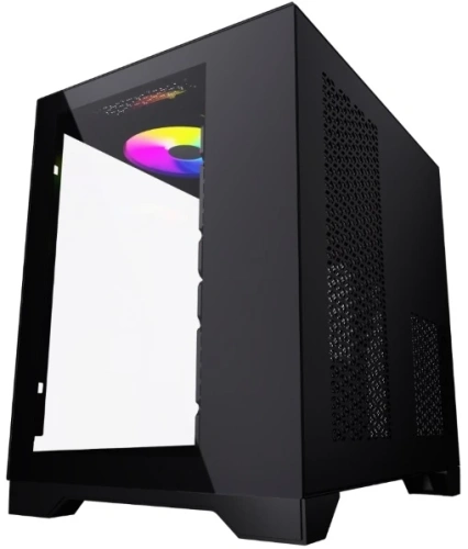 Компьютерный корпус Powercase Vision Micro, Black, Tempered Glass, 4х 120mm 5-color fan, черный, mATX [CVBM-L4]