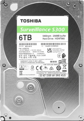 Жесткий диск Toshiba 6Tb SATA-III Surveillance S300 (5400rpm) 256Mb 3.5&quot; [HDWT860UZSVA]