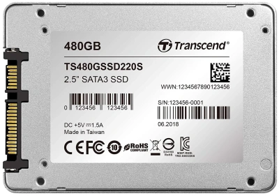 Накопитель SSD Transcend 220S 480 GB, 2.5&quot;, SATA, R/W 550/450 [TS480GSSD220S]
