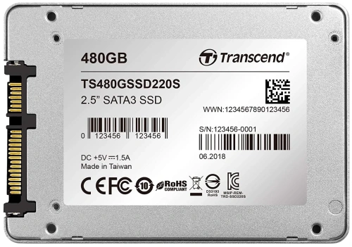 Накопитель SSD Transcend 220S 480 GB, 2.5&quot;, SATA, R/W 550/450 [TS480GSSD220S]