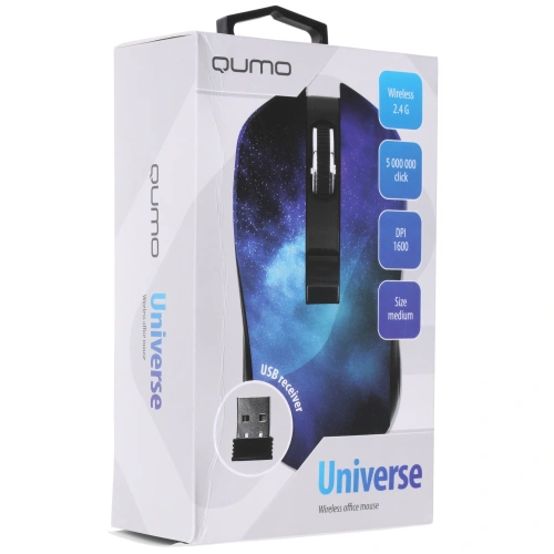 Мышь беспроводная Qumo Office M27 Universe синий, 1600 dpi [Universe M27]