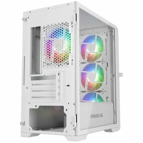 Компьютерный корпус Powercase ByteFlow Micro White, Tempered Glass, 4х 120mm ARGB fans, ARGB HUB, белый, mATX [CAMBFW-A4]