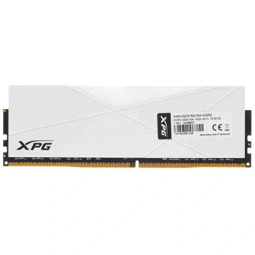 Оперативная память 16GB Adata DDR4 3200 DIMM XPG SPECTRIX D50 RGB White Gaming Memory AX4U320016G16A-SW50 Non-ECC, CL16, 1.35V, Heat Shield, RTL [AX4U320016G16A-SW50]